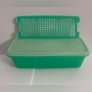 Tupperware Vintage Celery Keeper Veggie Crisper With Insert 782-2 Green